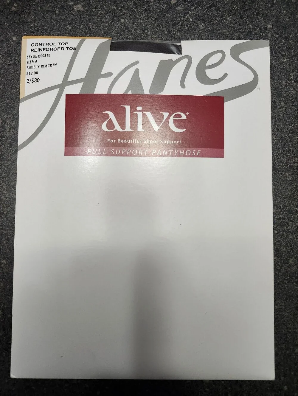 Hanes Alive Full Support Pantyhose - White and Red Packaging